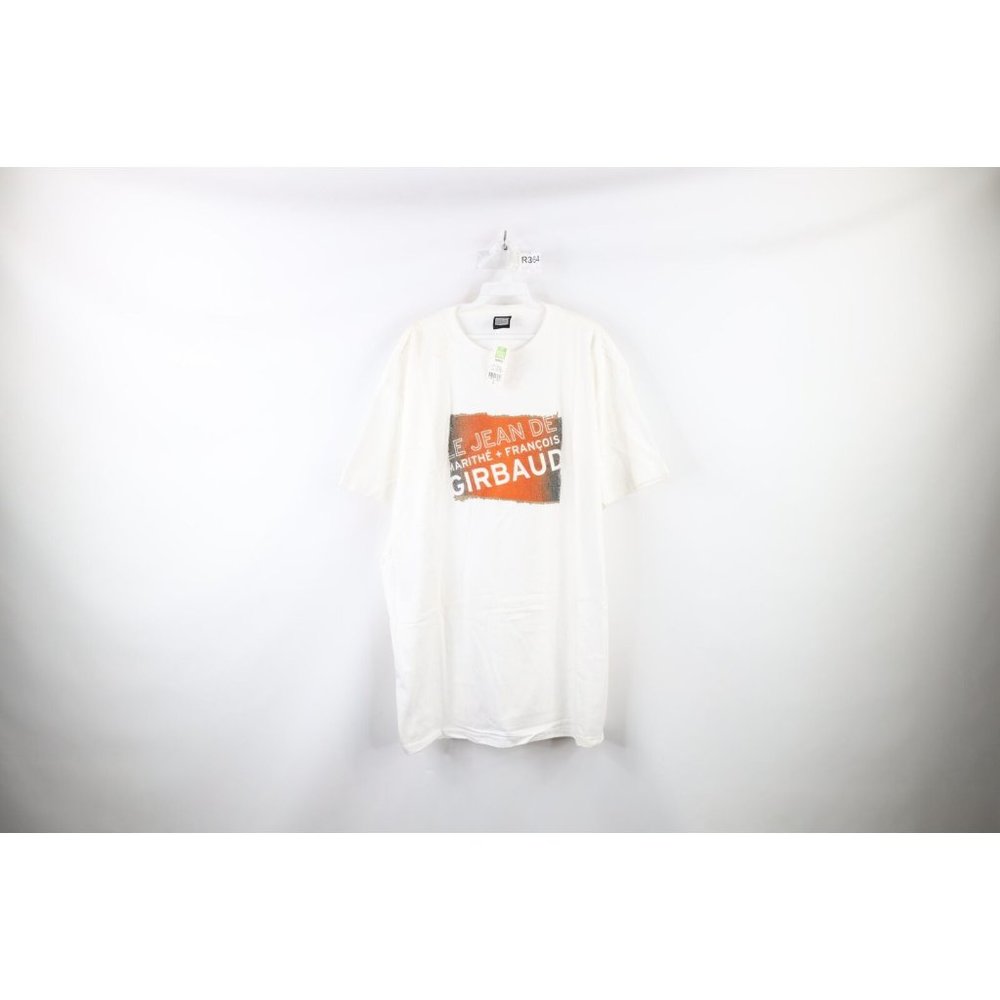 NOS Vtg 90s Marithe Francois Girbaud Mens L Baggy Fit Tinted Denim T-Shirt White